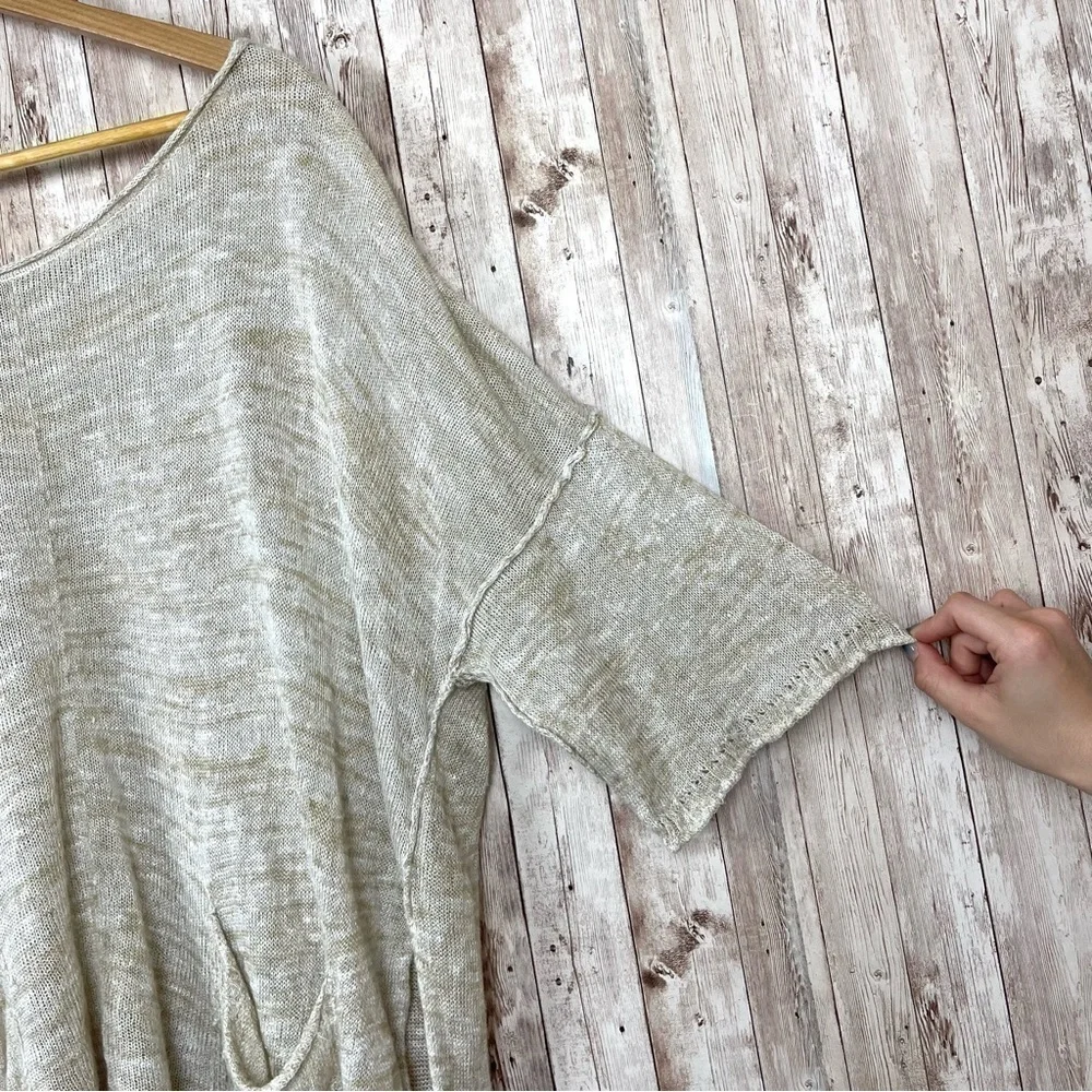 Free People High Low Melange Knit Linen Blend‎ Lightweight Sweater Size Medium